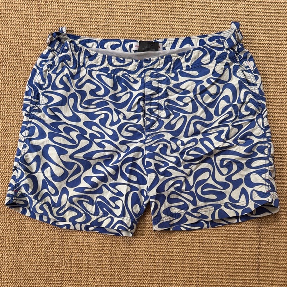 Orlebar Brown Abstract Blue and White Swim Trunks